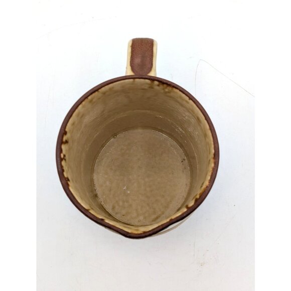 Vintage Artisan Salt Glazed Stoneware Creamer Mug Tan with Blue Flowers 24oz - Picture 2 of 8